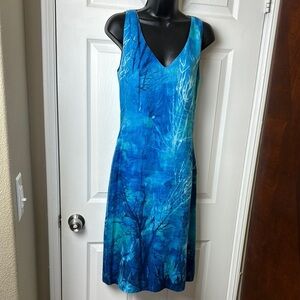 Dana Buchman Blue 100% Linen V-Neck Sundress